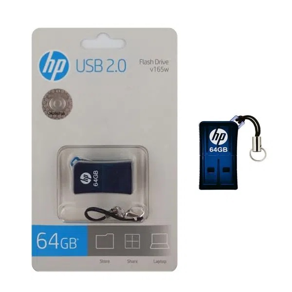 Memory Flash Mini HP 64GB V165 W Azul