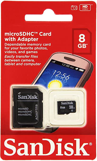 Memory Micro SD SANDISK 8 GB + Adaptador